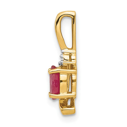 14K Yellow Gold Ruby And Diamond Pendant