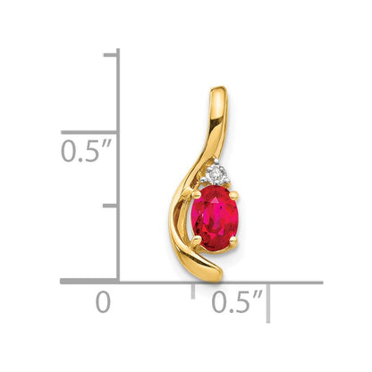 14K Yellow Gold Ruby And Diamond Pendant