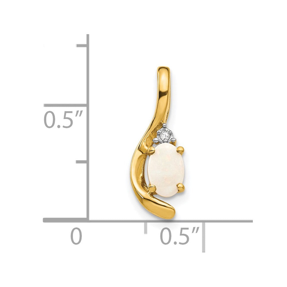 14K Yellow Gold Opal And Diamond Pendant