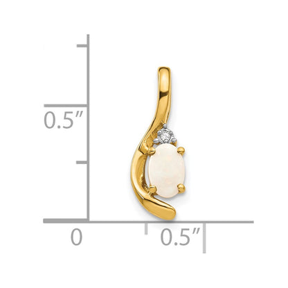 14K Yellow Gold Opal And Diamond Pendant