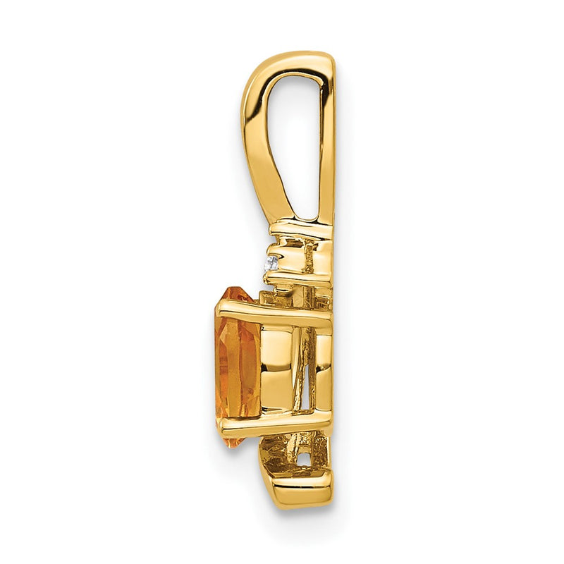 14K Yellow Gold Citrine And Diamond Pendant