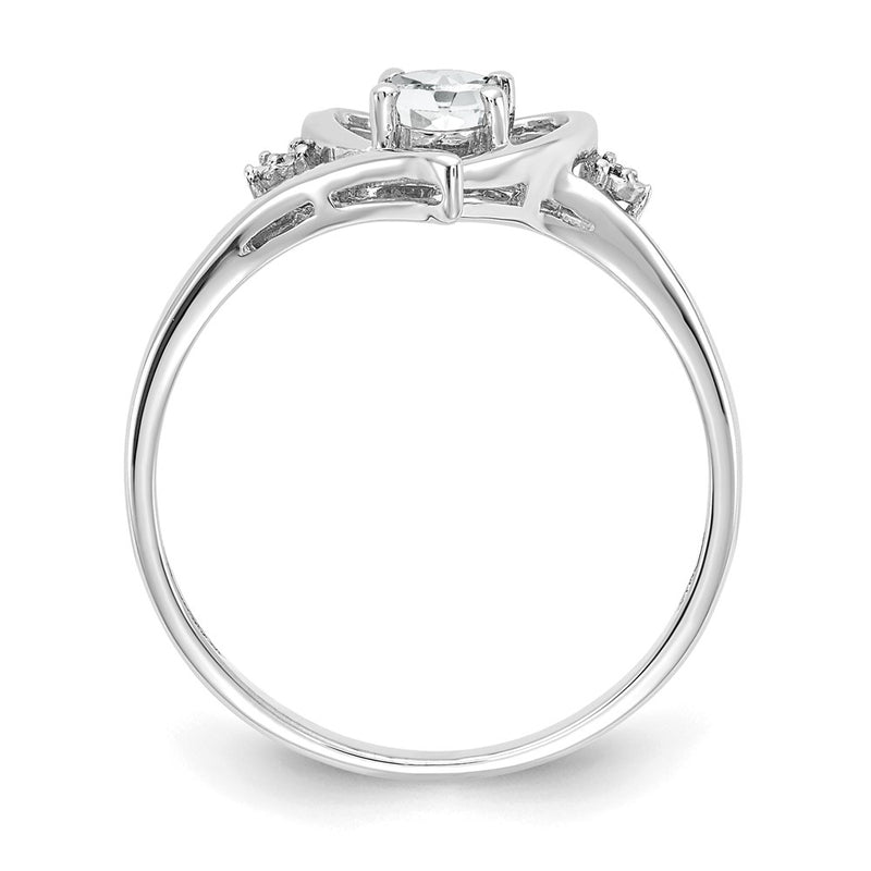 14K White Gold Topaz And Diamond Heart Ring