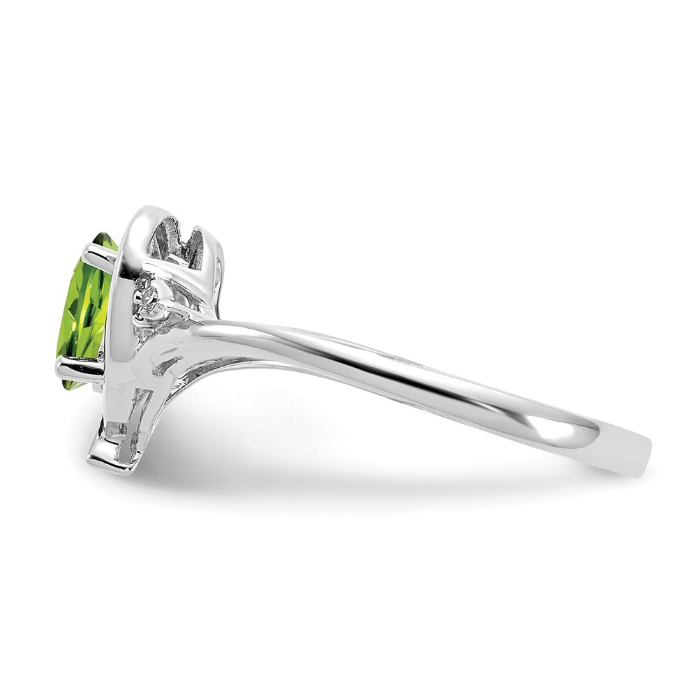 14K White Gold Peridot And Diamond Heart Ring