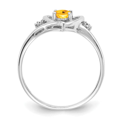 14K White Gold Citrine And Diamond Heart Ring