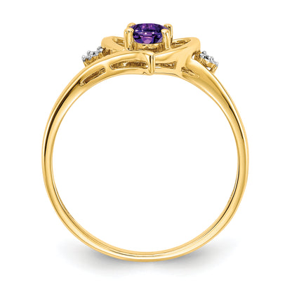 14K Yellow Gold Amethyst And Diamond Heart Ring