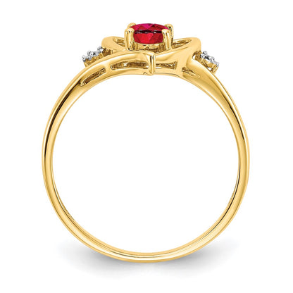 14K Yellow Gold Ruby And Diamond Heart Ring