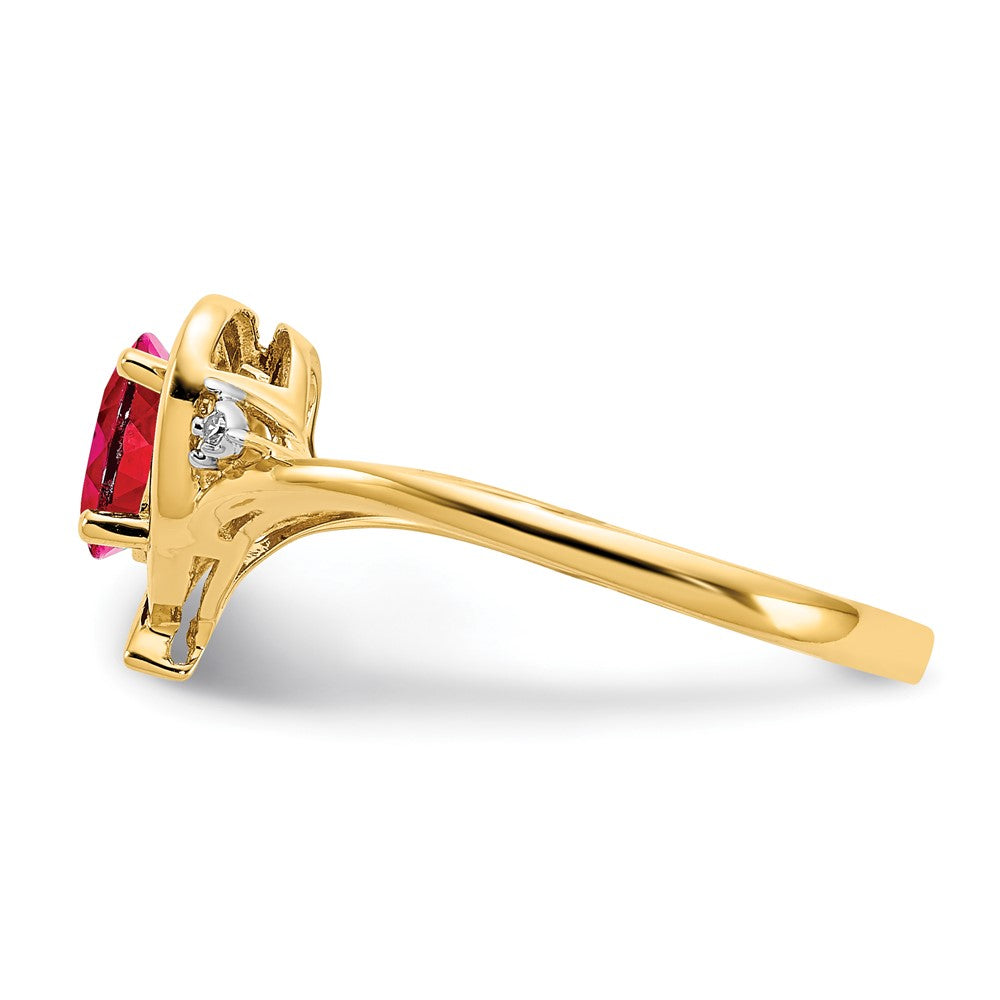 14K Yellow Gold Ruby And Diamond Heart Ring