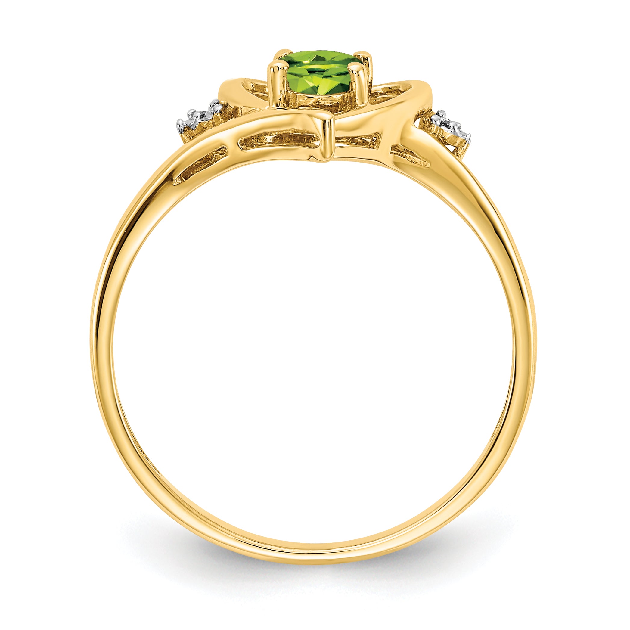 14K Yellow Gold Peridot And Diamond Heart Ring
