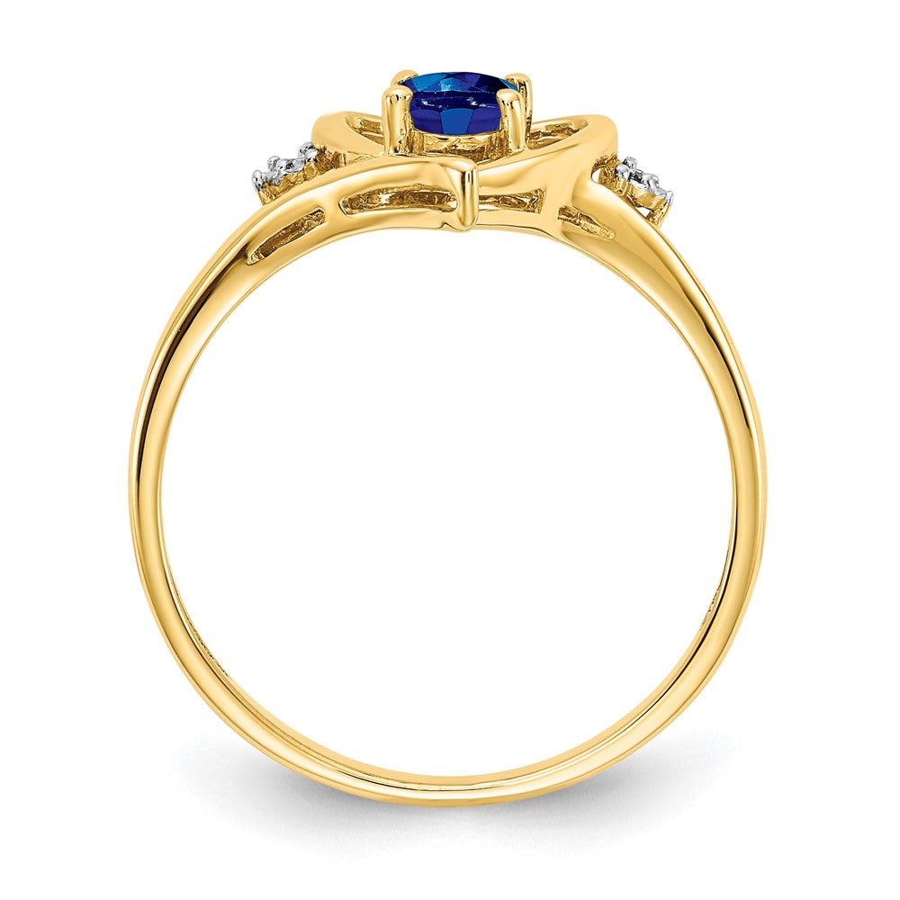 14K Yellow Gold Sapphire And Diamond Heart Ring