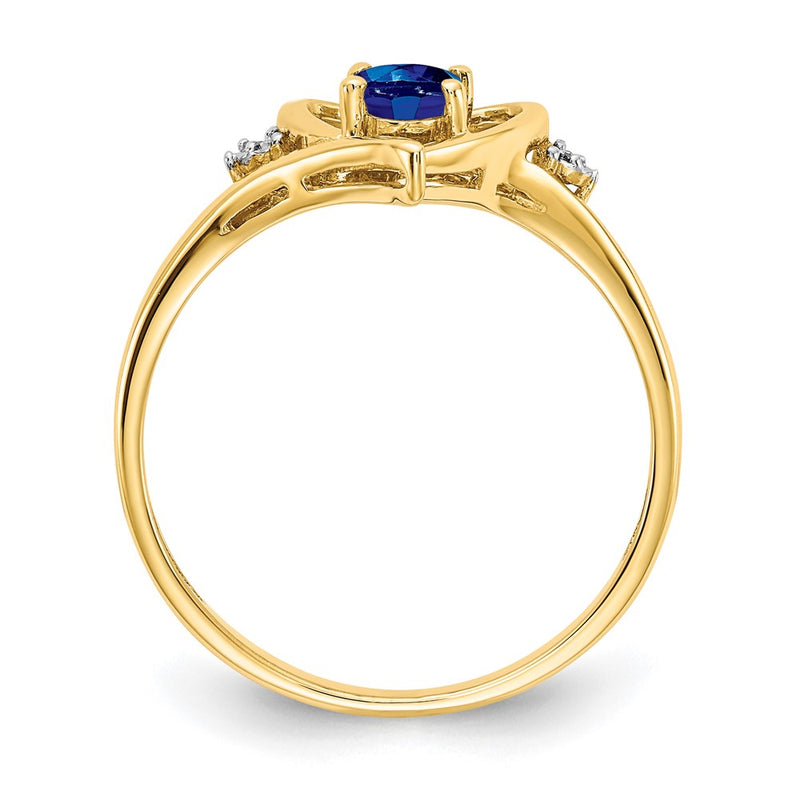 14K Yellow Gold Sapphire And Diamond Heart Ring