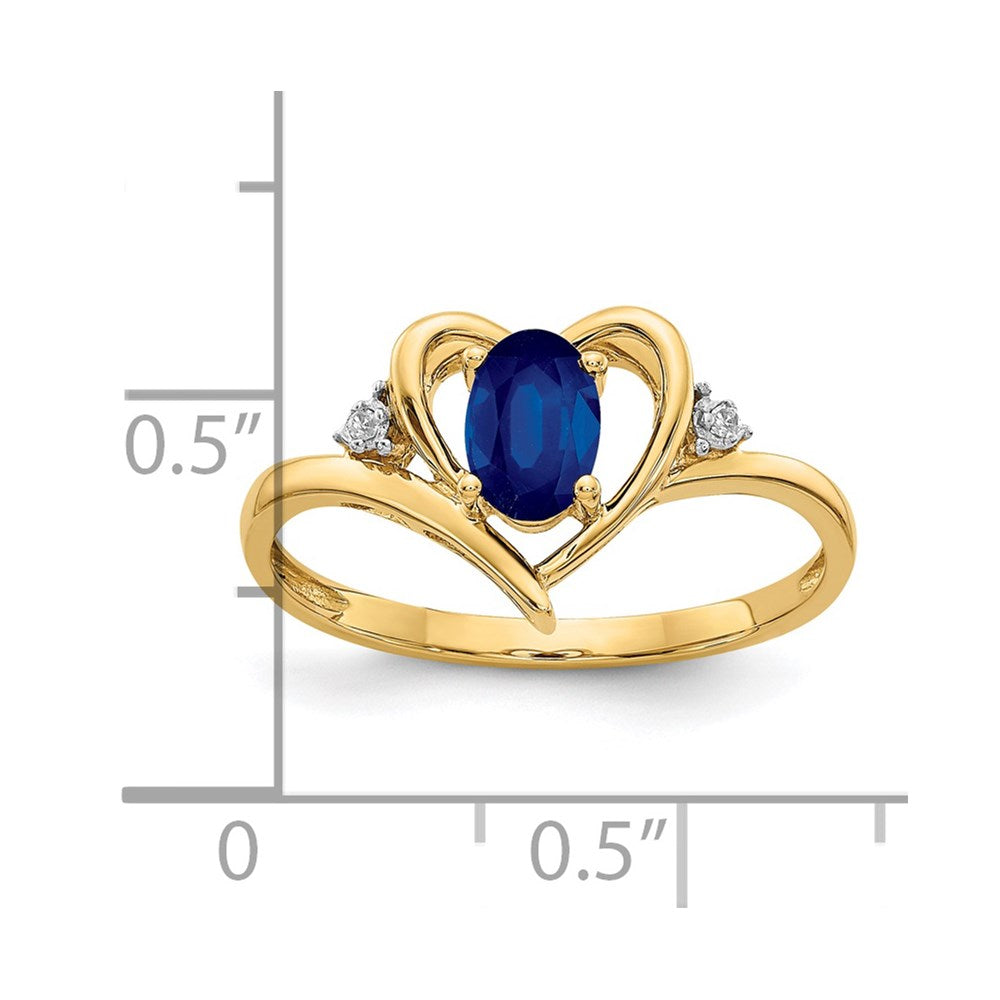 14K Yellow Gold Sapphire And Diamond Heart Ring