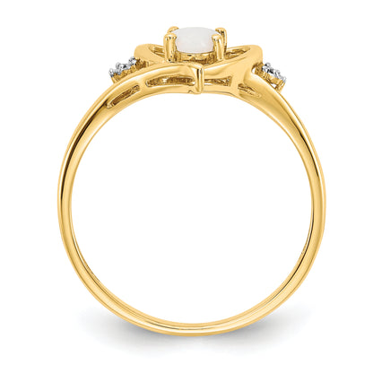14K Yellow Gold Opal And Diamond Heart Ring