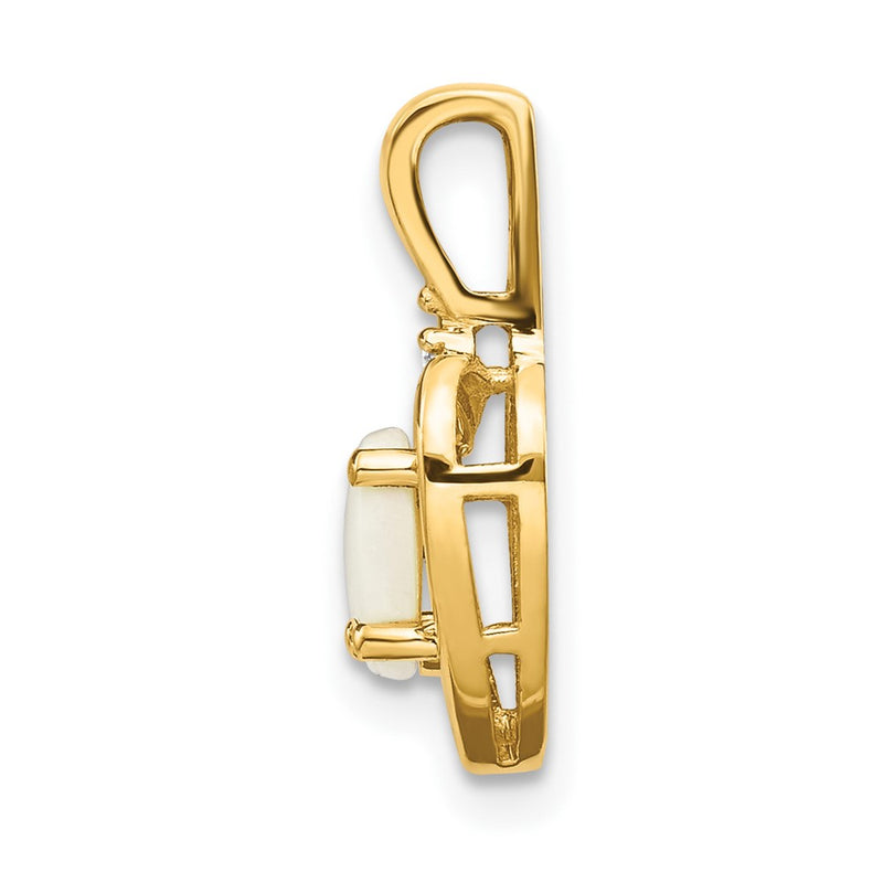 14K Yellow Gold Opal And Diamond Heart Pendant