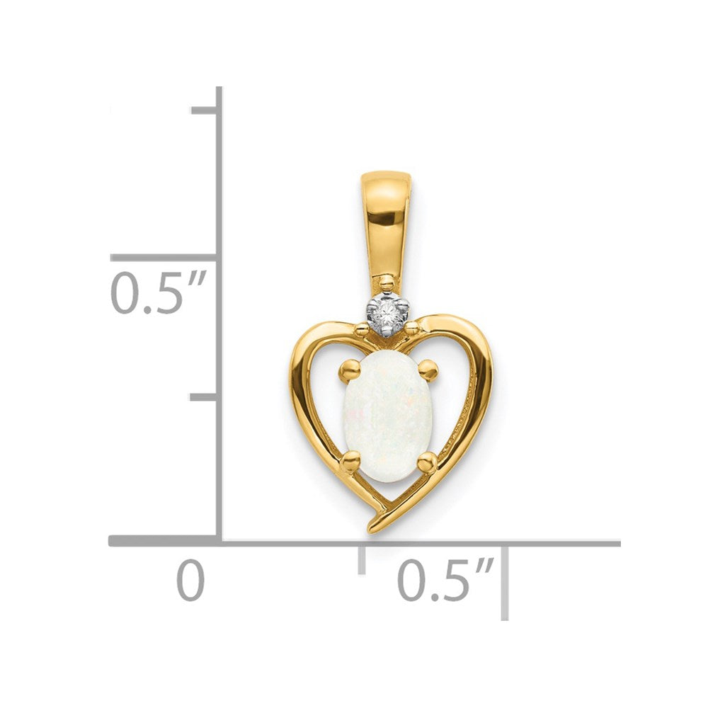 14K Yellow Gold Opal And Diamond Heart Pendant