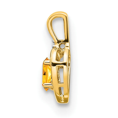 14K Yellow Gold Citrine And Diamond Heart Pendant