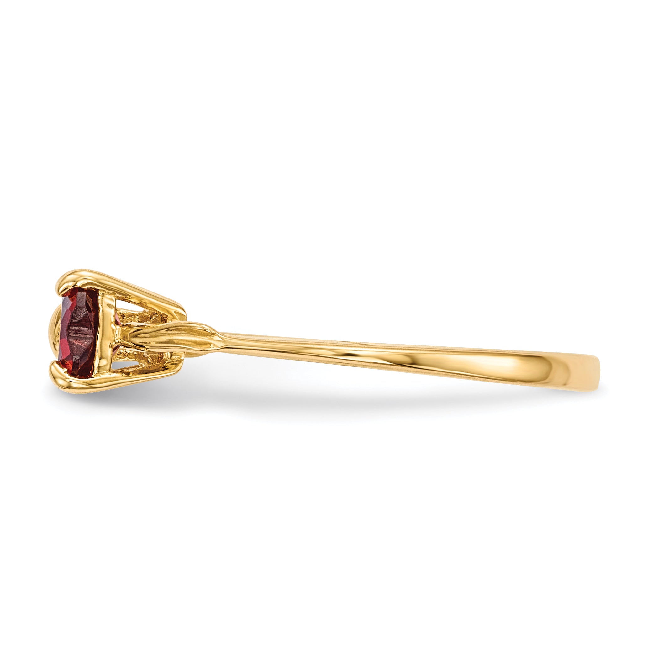 Solid 14k Yellow Gold Polished Simulated Garnet Bow Ring