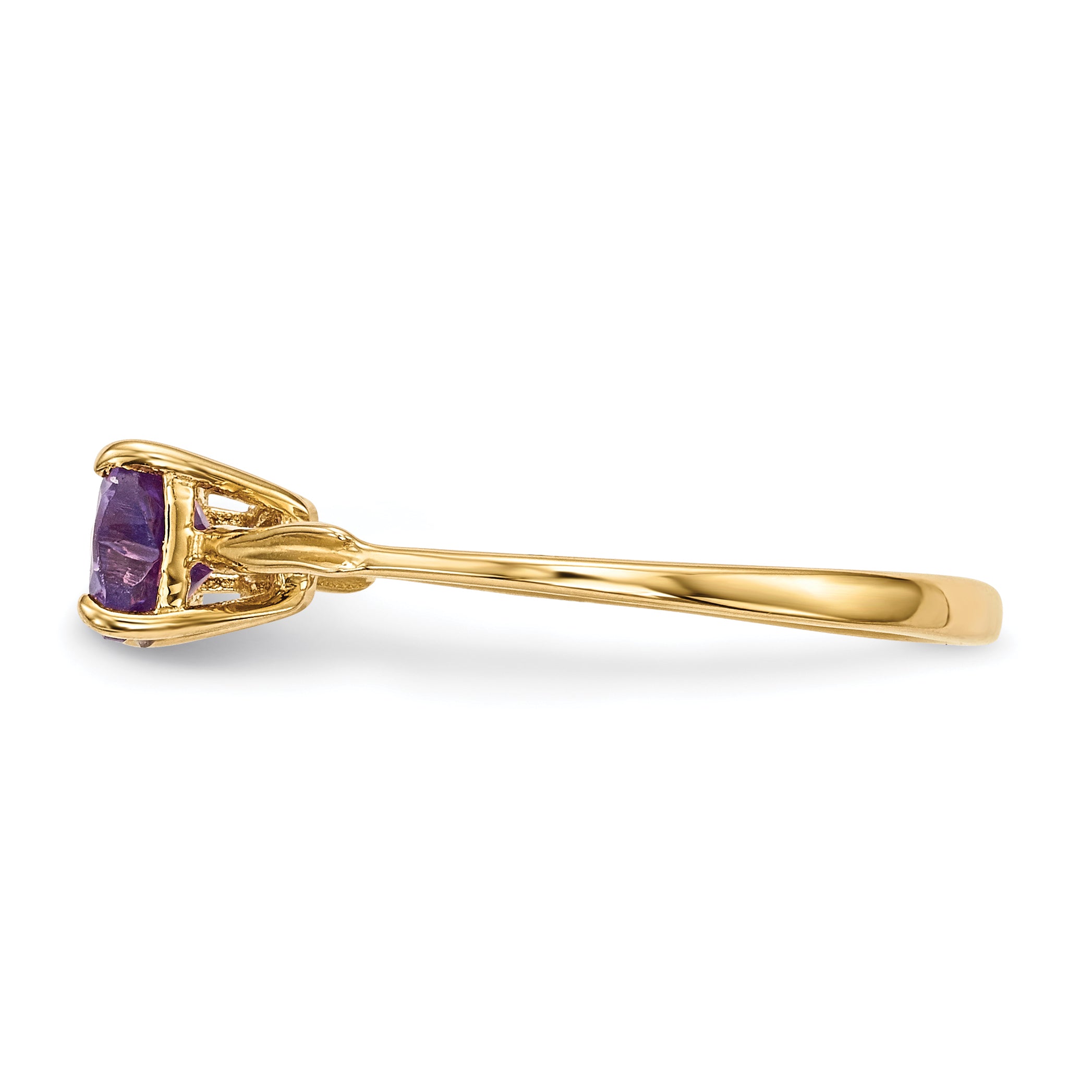 Solid 14k Yellow Gold Polished Simulated Amethyst Bow Ring