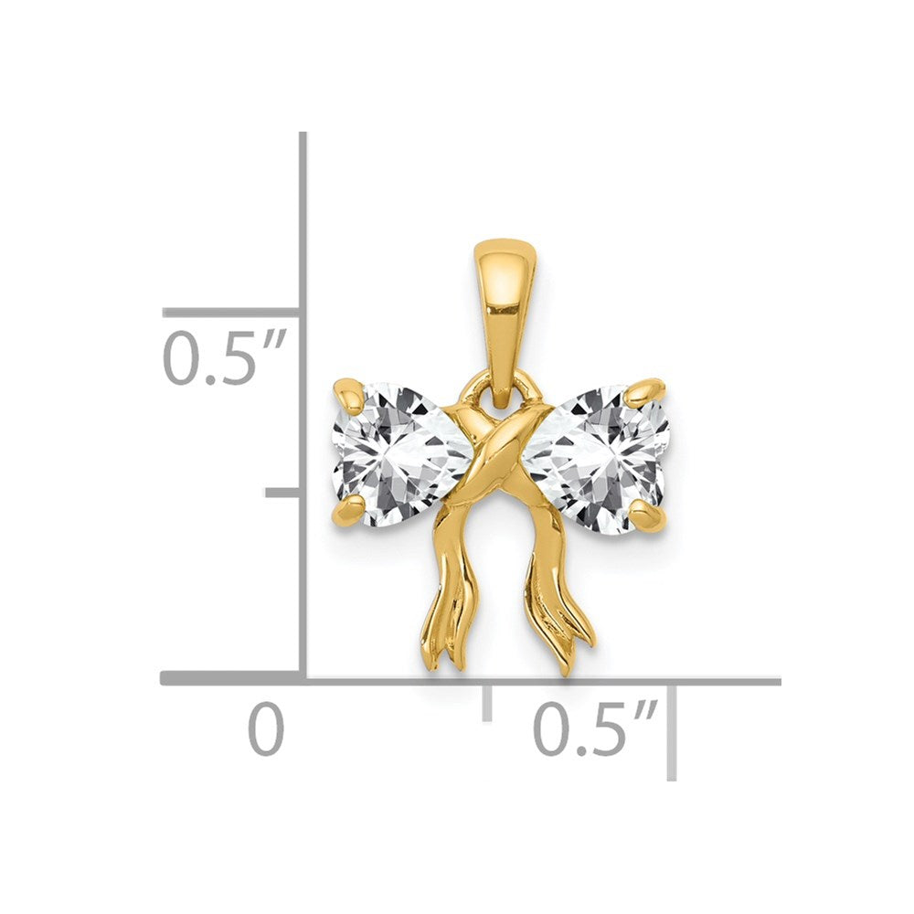 14k Yellow Gold 14k Gold Polished White Topaz Bow Pendant