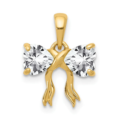 14k Yellow Gold 14k Gold Polished White Topaz Bow Pendant