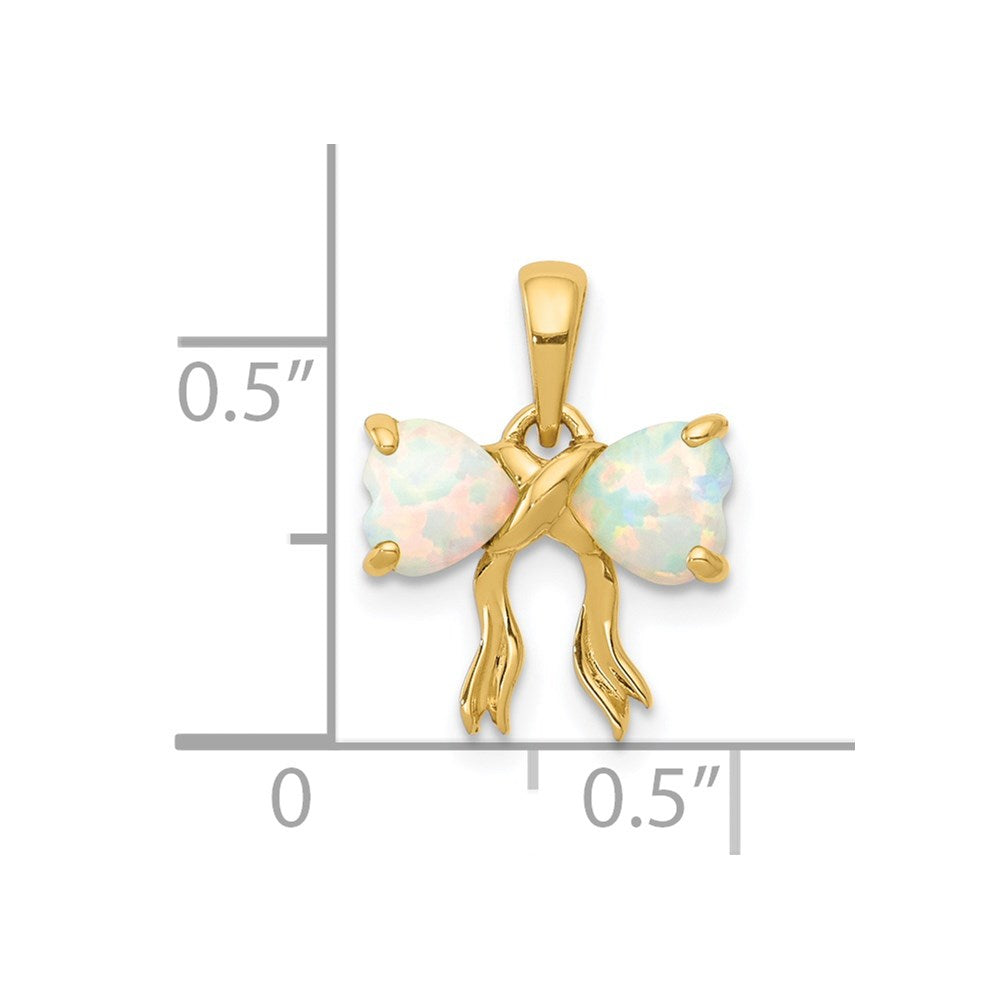 14k Yellow Gold 14k Gold Polished Created Opal Bow Pendant