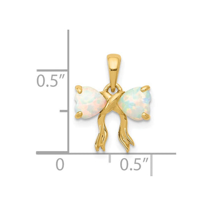 14k Yellow Gold 14k Gold Polished Created Opal Bow Pendant