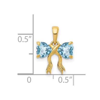 14k Yellow Gold 14k Gold Polished Light Swiss Blue Topaz Bow Pendant