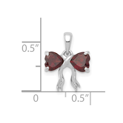 14k White Gold 14k White Gold Polished Garnet Bow Pendant