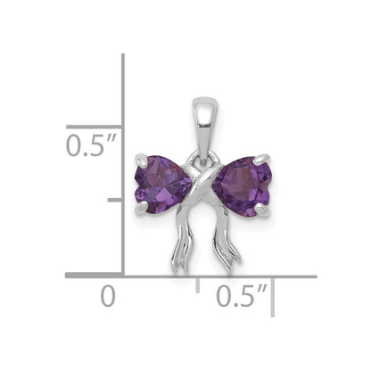 14k White Gold 14k White Gold Polished Amethyst Bow Pendant