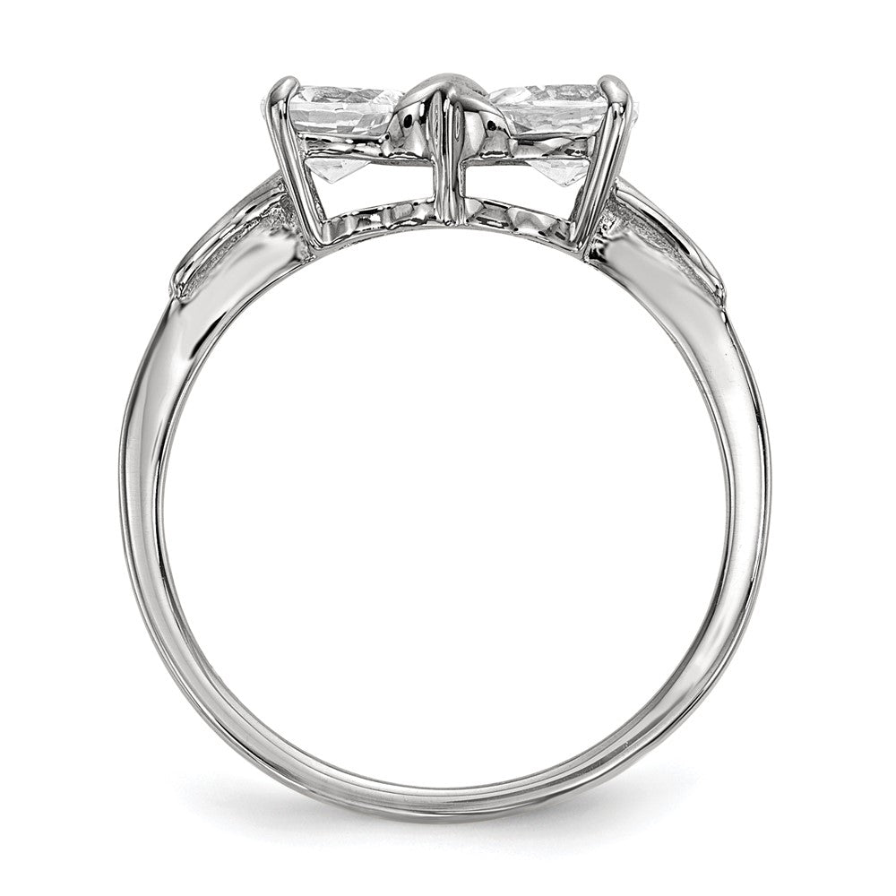Solid 14k White Gold Polished Topaz Bow Ring