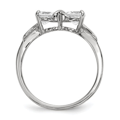 Solid 14k White Gold Polished Topaz Bow Ring
