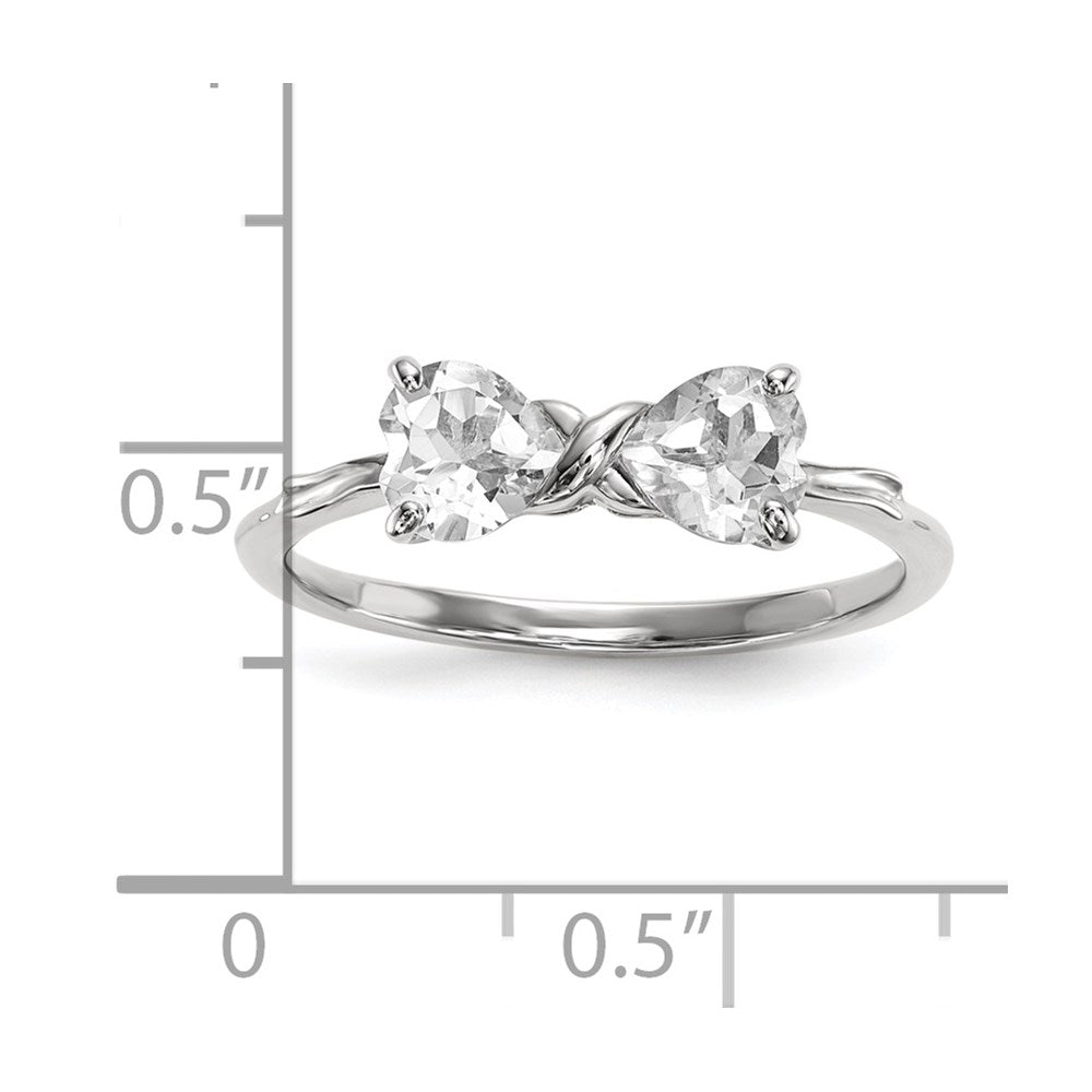 Solid 14k White Gold Polished Topaz Bow Ring