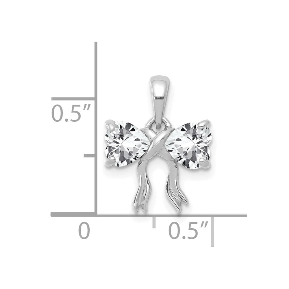 14k White Gold 14k White Gold Polished White Topaz Bow Pendant