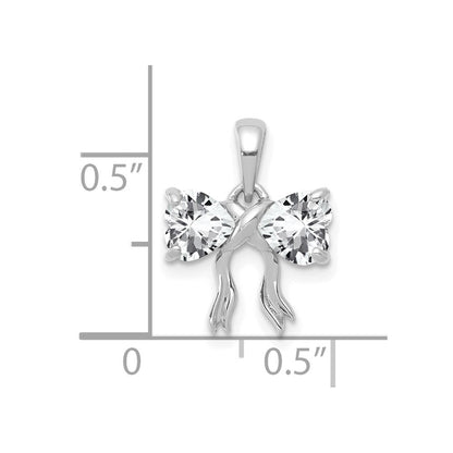 14k White Gold 14k White Gold Polished White Topaz Bow Pendant