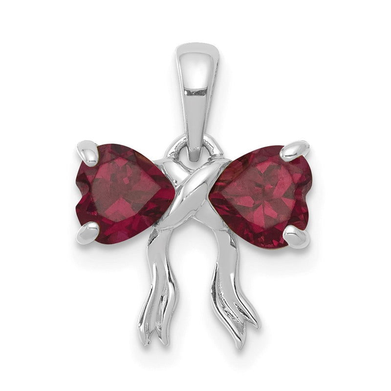 14k White Gold 14k White Gold Polished Rhodolite Bow Pendant