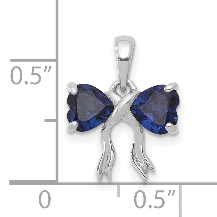 14k White Gold 14k White Gold Polished Created Sapphire Bow Pendant