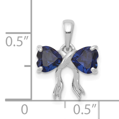 14k White Gold 14k White Gold Polished Created Sapphire Bow Pendant