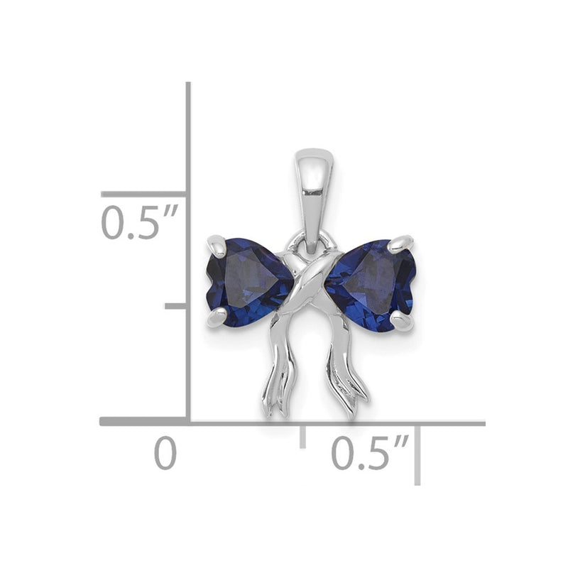 14k White Gold 14k White Gold Polished Created Sapphire Bow Pendant