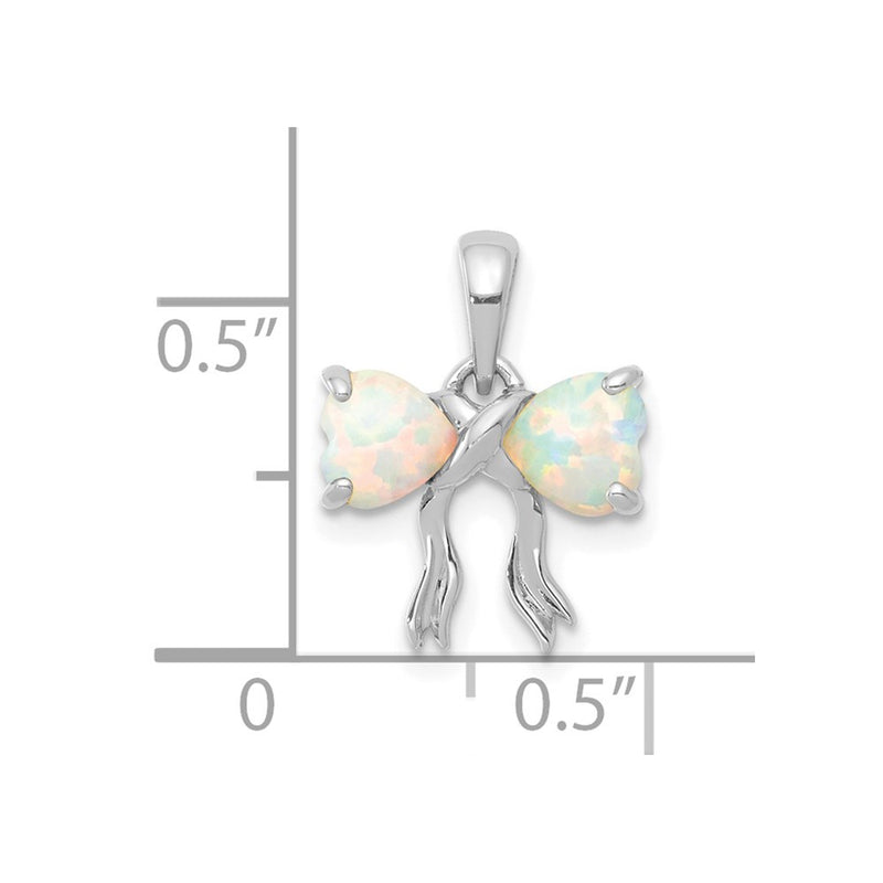 14k White Gold 14k White Polished Created Opal Bow Pendant