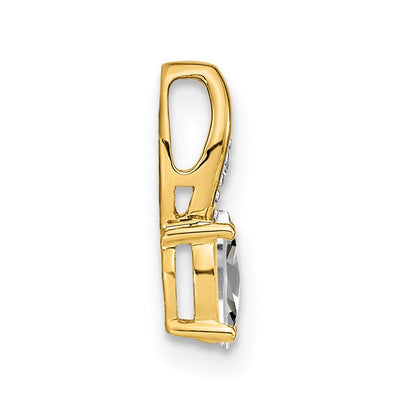 14k Yellow Gold 14k White Topaz and Diamond Pendant
