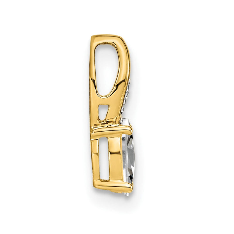 14k Yellow Gold 14k White Topaz and Diamond Pendant