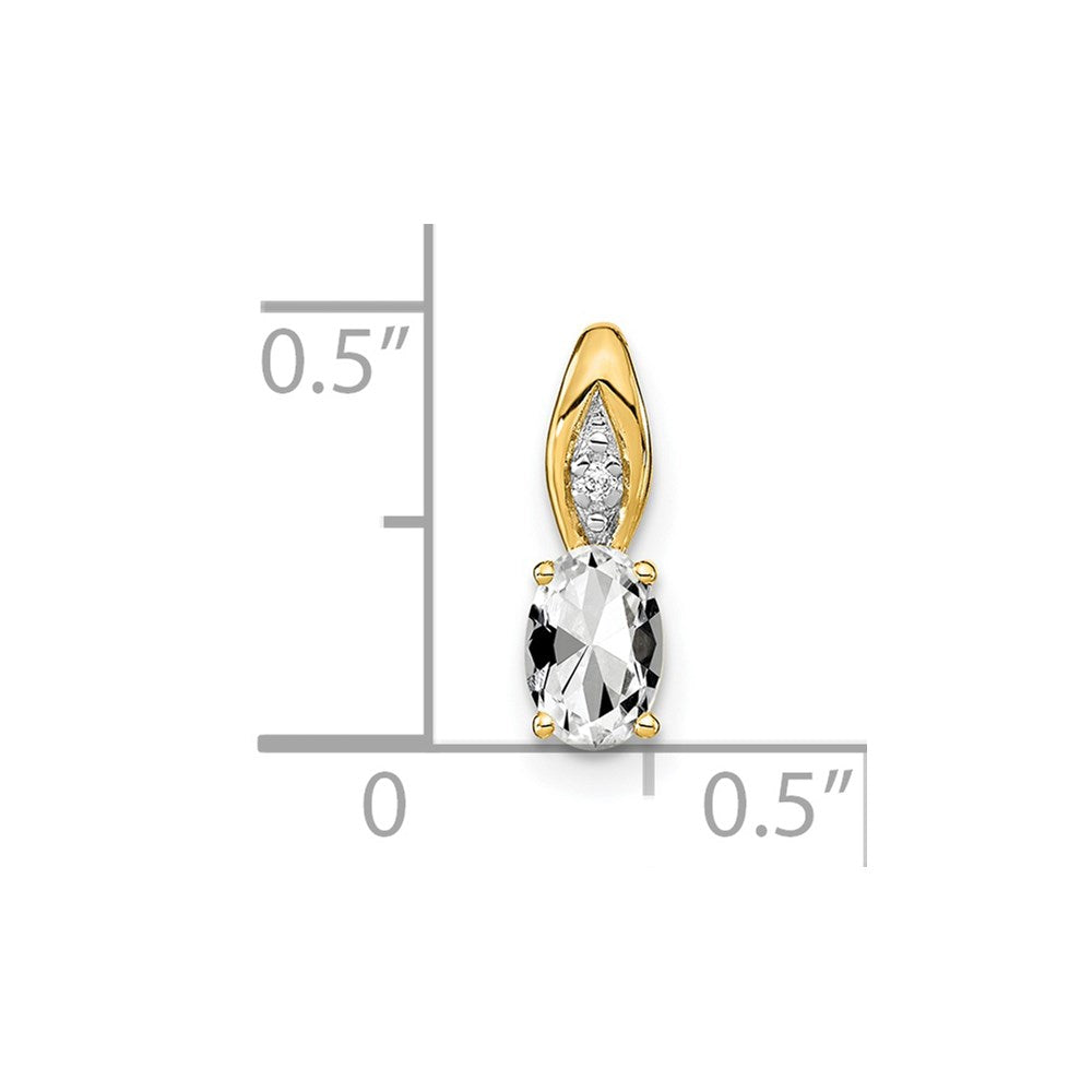 14k Yellow Gold 14k White Topaz and Diamond Pendant