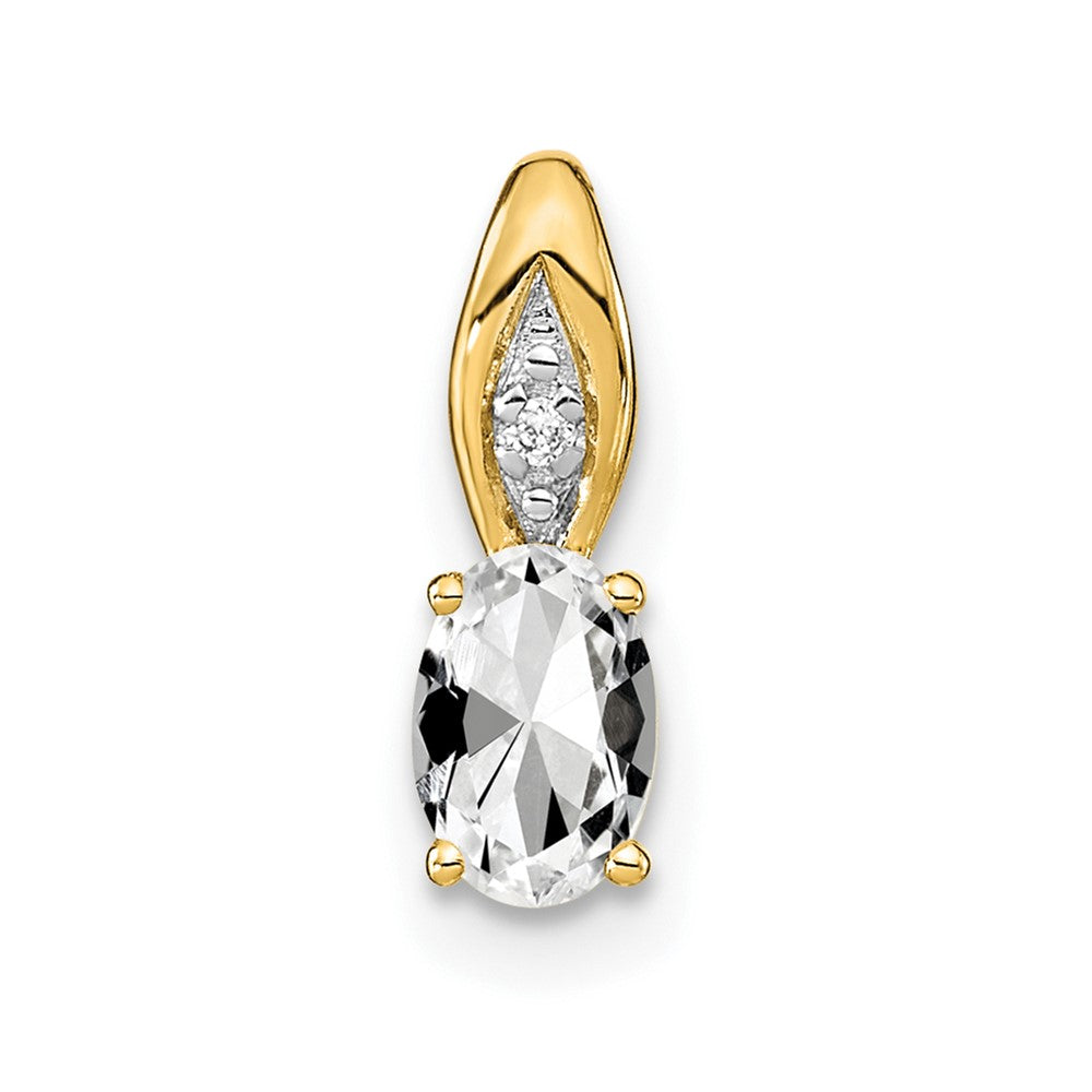 14k Yellow Gold 14k White Topaz and Diamond Pendant