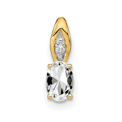 14k Yellow Gold 14k White Topaz and Diamond Pendant