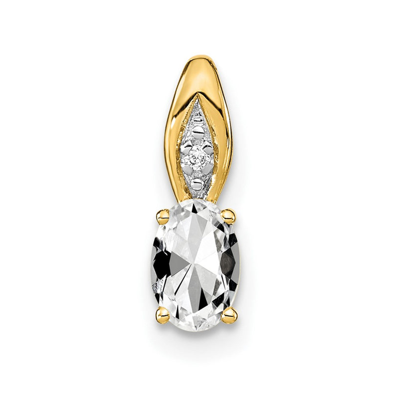 14k Yellow Gold 14k White Topaz and Diamond Pendant