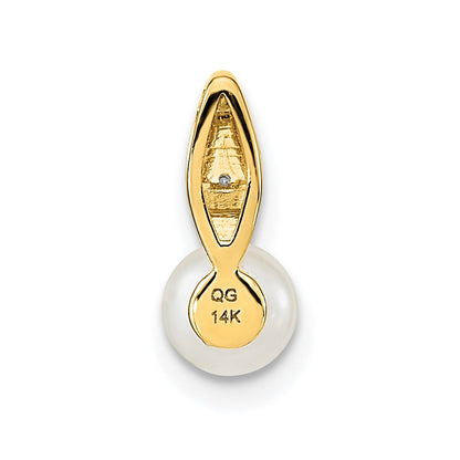 14k Yellow Gold 14k FW Cultured Pearl and Diamond Pendant