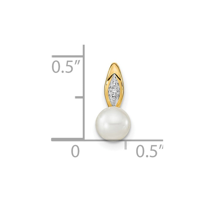 14k Yellow Gold 14k FW Cultured Pearl and Diamond Pendant