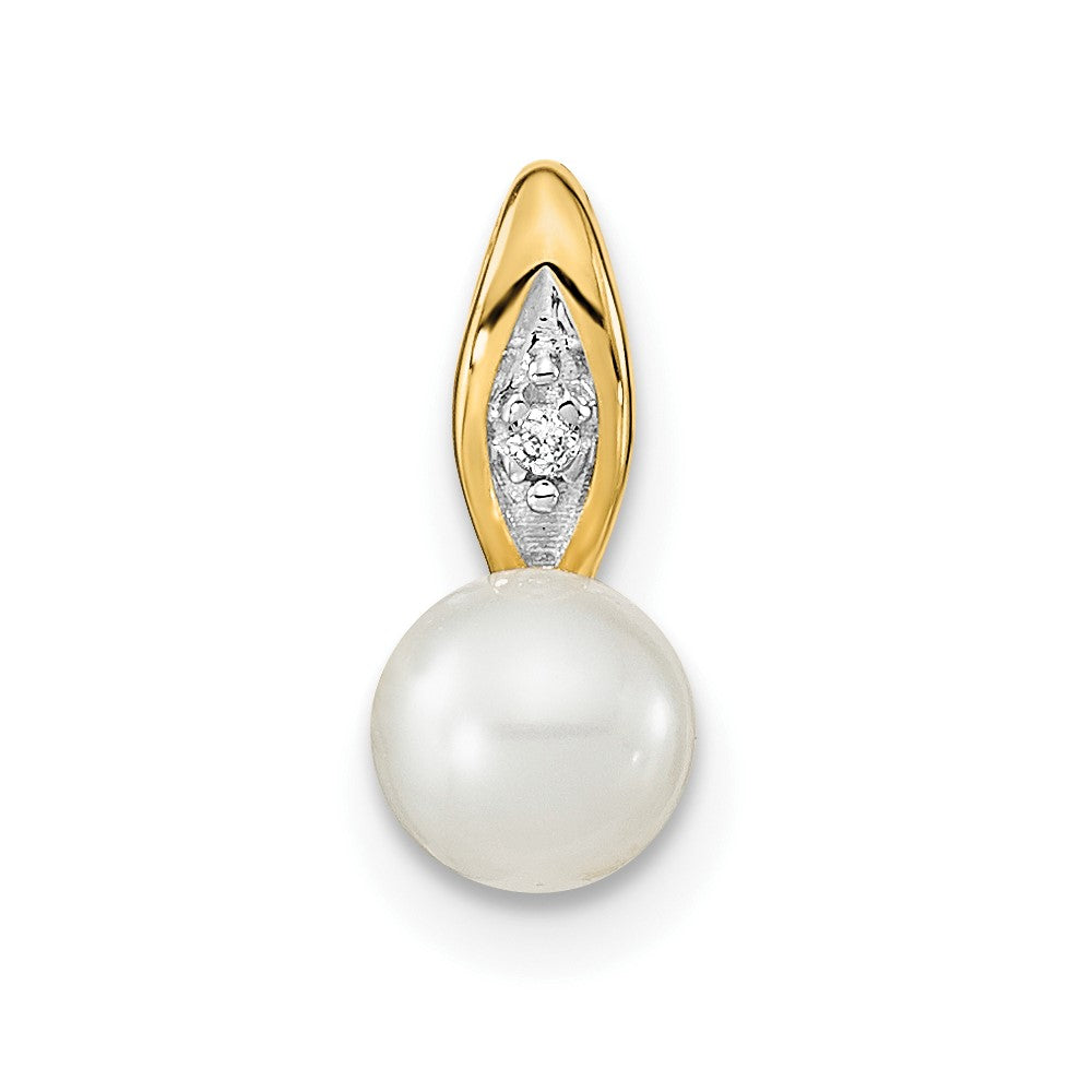 14k Yellow Gold 14k FW Cultured Pearl and Diamond Pendant