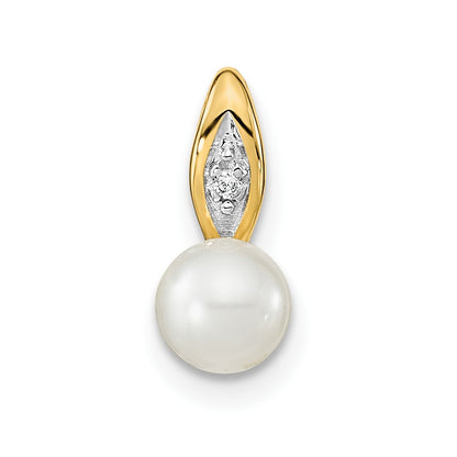 14k Yellow Gold 14k FW Cultured Pearl and Diamond Pendant