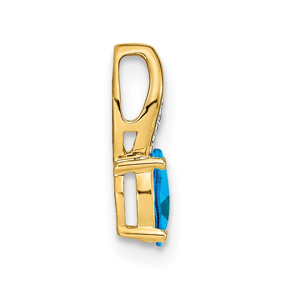 14k Yellow Gold 14k Blue Topaz and Diamond Pendant