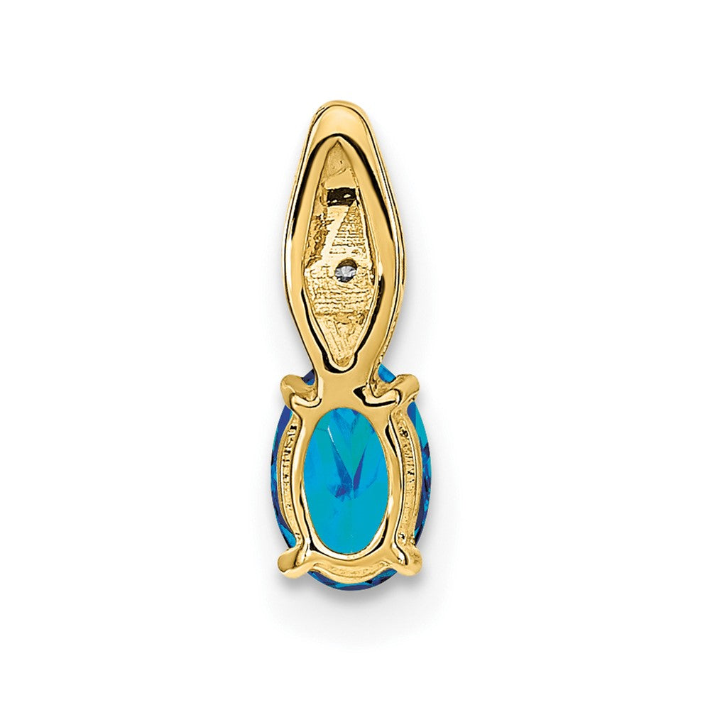 14k Yellow Gold 14k Blue Topaz and Diamond Pendant